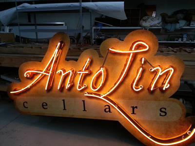 Neon winery sign